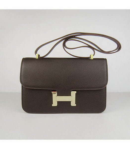 Hermes Constance Togo Leather Bag HSH020 Brown Gold